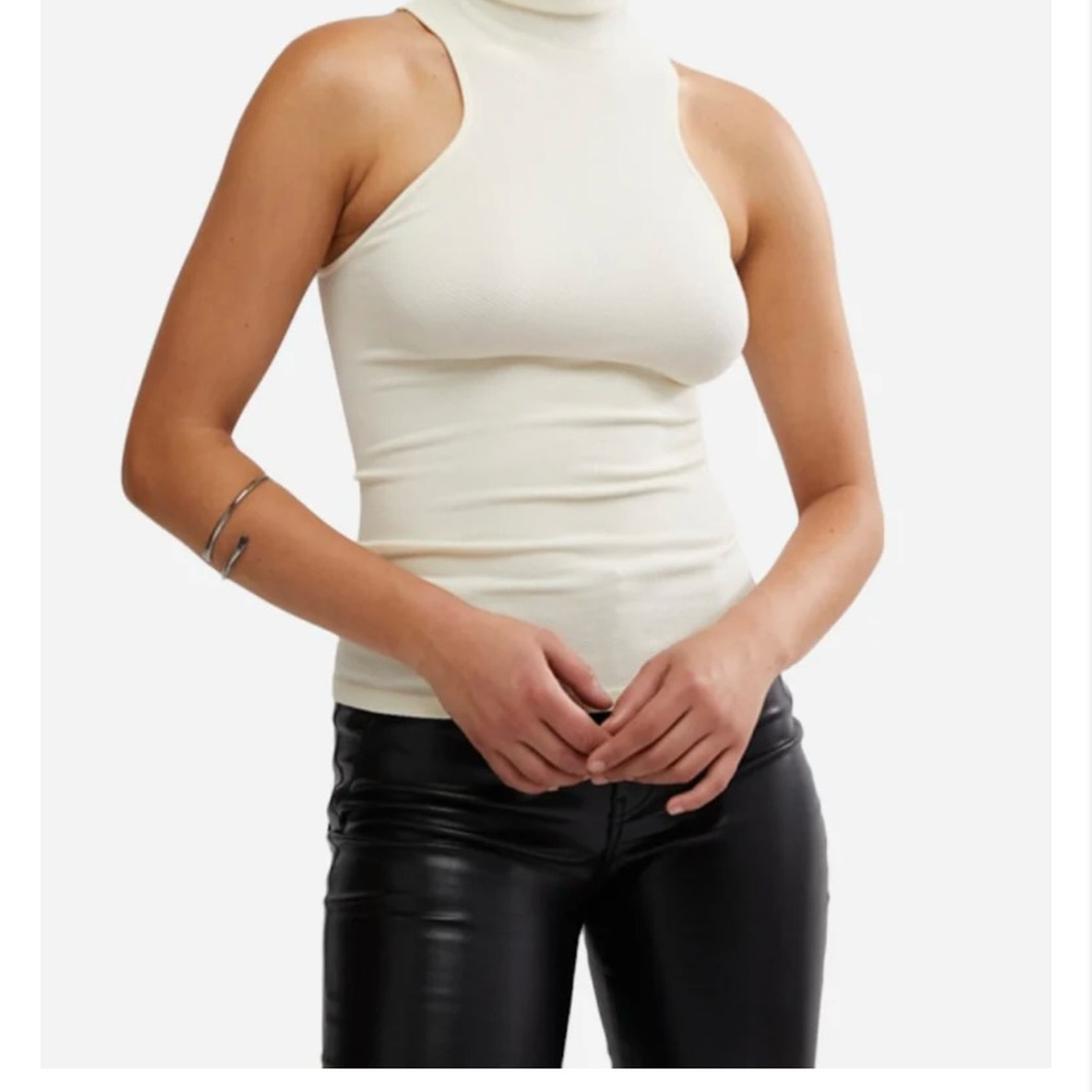 Free People Cream Fitted Tank Top